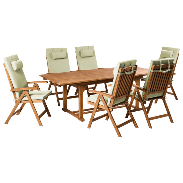 Gartenmöbel Set 6-Sitzer JAVA PREMIUM Akazienholz Grün