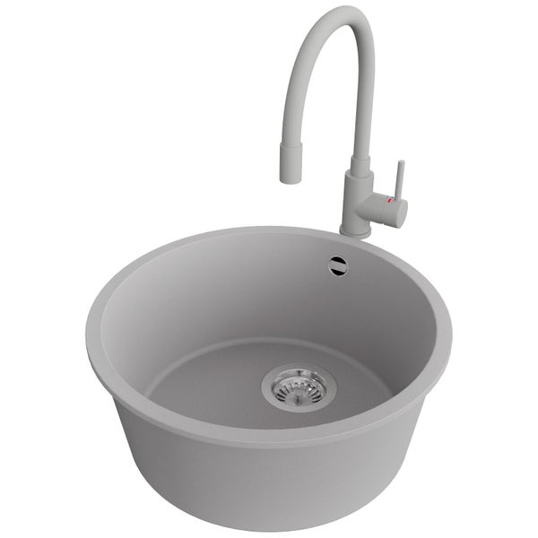 Runde Küchenspüle mit Wasserhahn