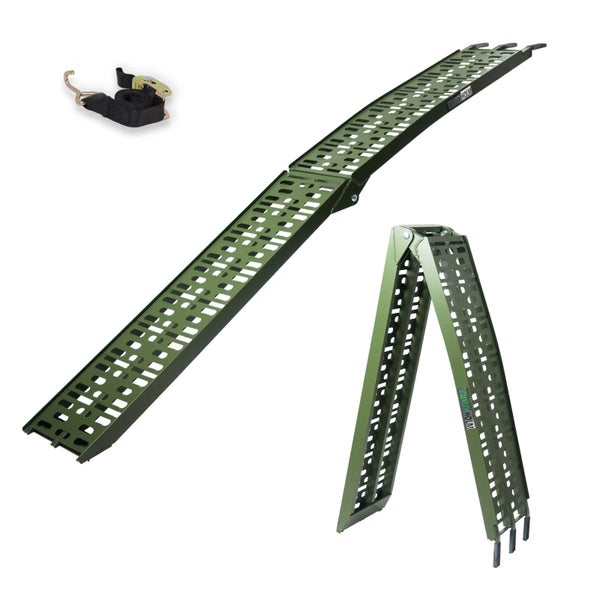 Motorradrampe aus Aluminium, zusammenklappbar, mit Spanngurt