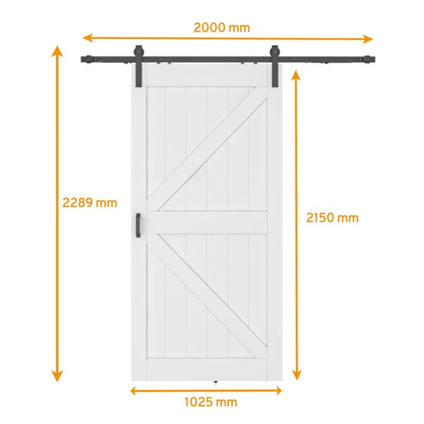 Holzschiebetür Komplettset Scheunentor weiß offene Laufschiene schwarz 35mm -  1025x2150mm