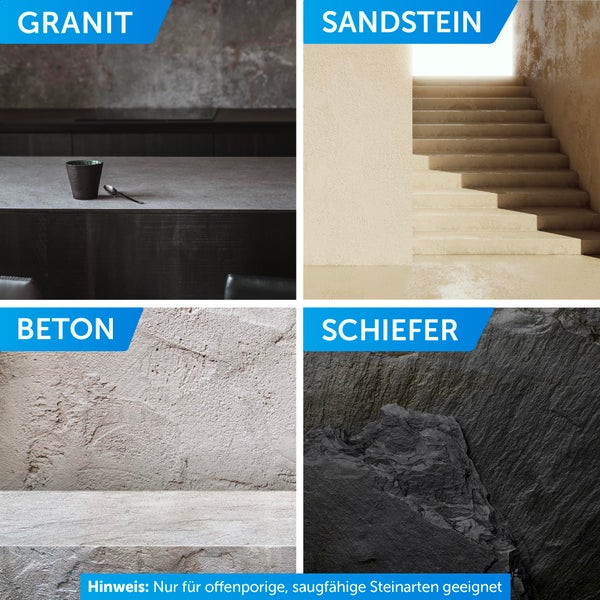 Nordicare Steinöl & Pflegemittel 1L für Naturstein I Universal Stein Öl Farbvertiefer für offenporigen Granit, Schiefer & anderen Stein I Schieferöl, Stein Reiniger