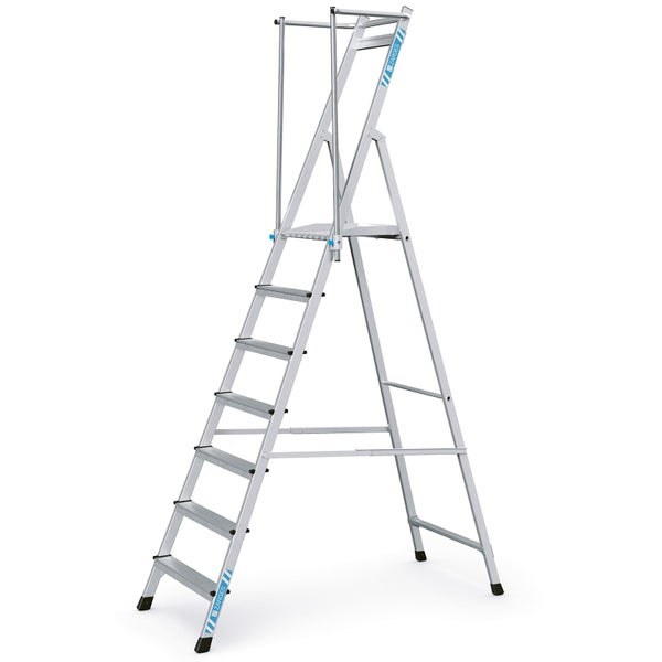 Aluminium Stufenleiter mit Plattform und Geländer