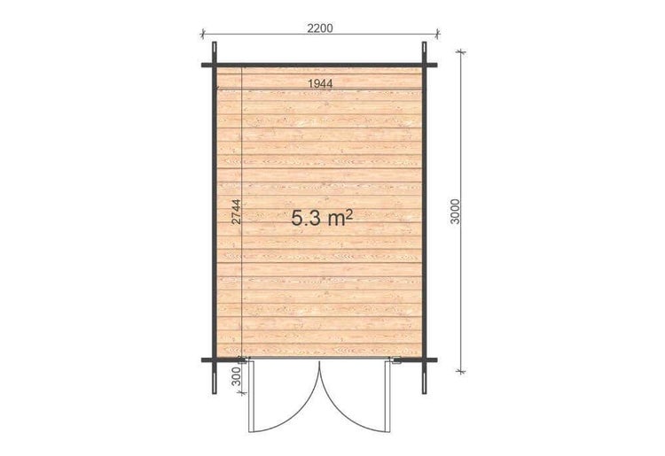 Alpholz Gerätehaus Bedford Gartenhaus aus Holz in natur, Holzhaus mit 28 mm Wandstärke, Blockbohlenhaus mit Montagematerial imprägniert 2,5x3m