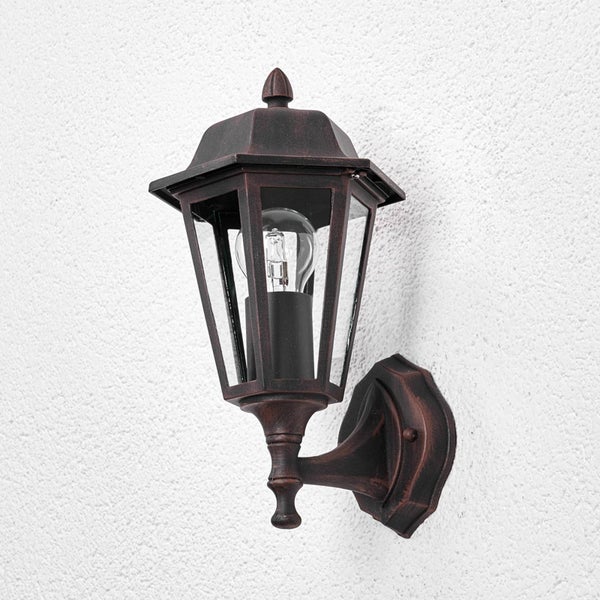 Lindby Wandleuchte außen Lamina (spritzwassergeschützt (Retro, Vintage Antik) in Braun aus Aluminium (1 flammig E27) - Außenwandleuchten Wandlampe Led Außenlampe Outdoor für