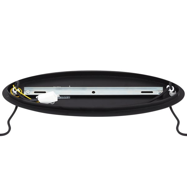 Innenansicht einer Deckenleuchte mit Montageplatte und elektrischen Anschlüssen.