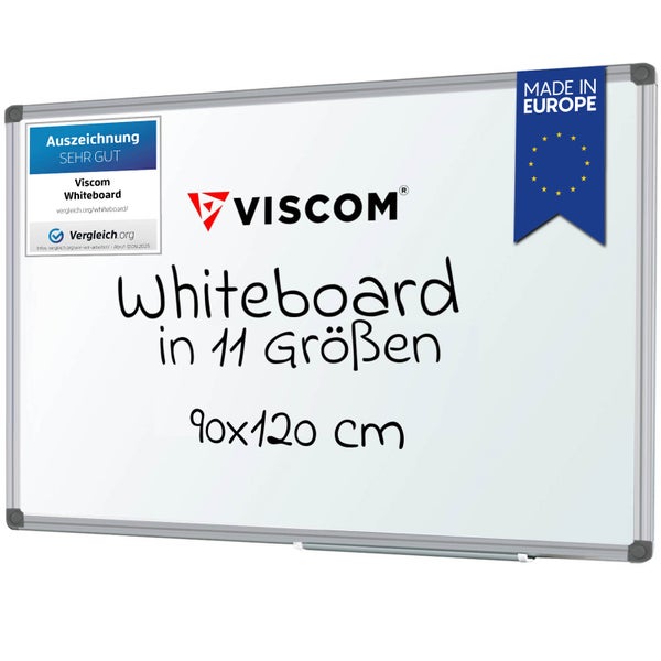 VISCOM Whiteboard magnetisch - 90 x 120 cm - Magnettafel für Büro & Zuhause - Magnetwand, kratzfest & beschreibbar - mit Aluminium-Rahmen - für Hoch- und Querformat