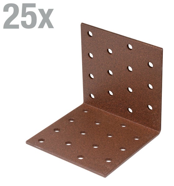 Set mit 25 Lochplattenwinkeln aus Metall für Holzverbindungen