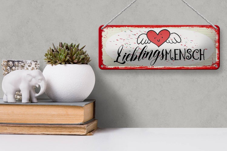 Blechschild Spruch Lieblingsmensch Herz Engel 27x10cm Dekoration
