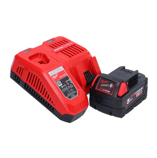 Milwaukee M12-18FC Schnellladegerät und M18 Redlithium 5,0 Ah Akku