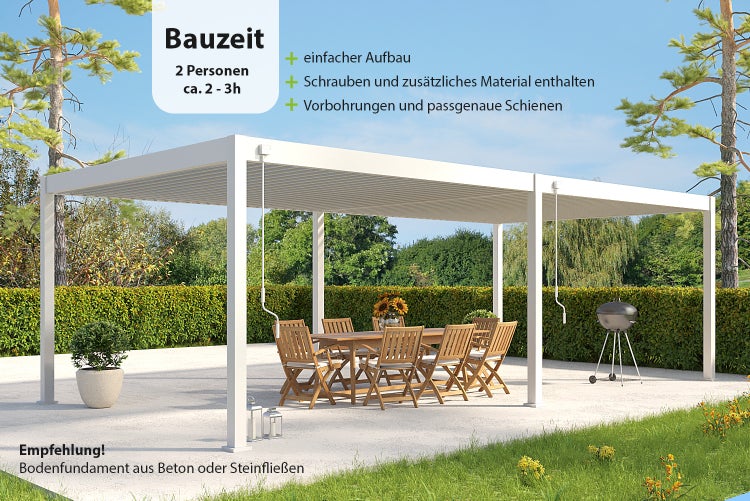 Weide Deluxe Plus Aluminium Pavillon 4 x 8 M Weiß Pergola Freistehend