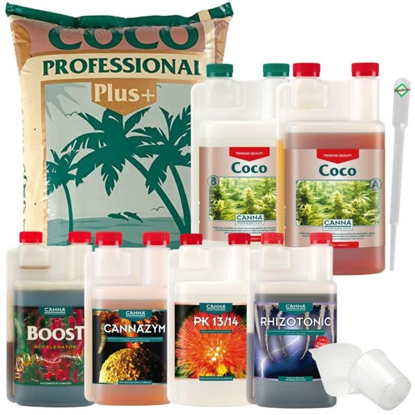 Canna Coco Mix Set Medium – Komplettset mit 50L Canna Coco Plus, Coco A & B (je 1L) + Boost, PK 13/14, Rhizotonic & mehr – Inkl. Pipette für präzise Nährstoffdosierung