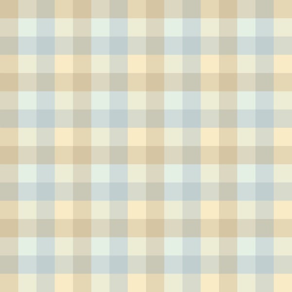 Kariertes Muster in Beige, Creme, Hellblau und Hellgrün.