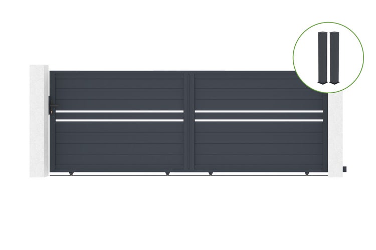 Schiebetor aus Aluminium mit zwei Pfosten