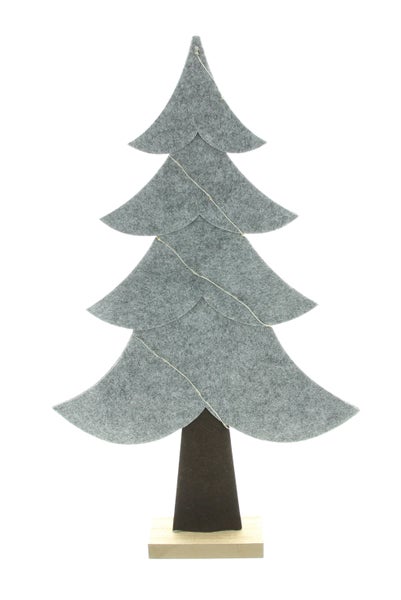 FRANK FLECHTWAREN | LED-Tanne Filz, 34 x 6 x 56 cm, FILZ, KUNSTSTOFF, HOLZ,