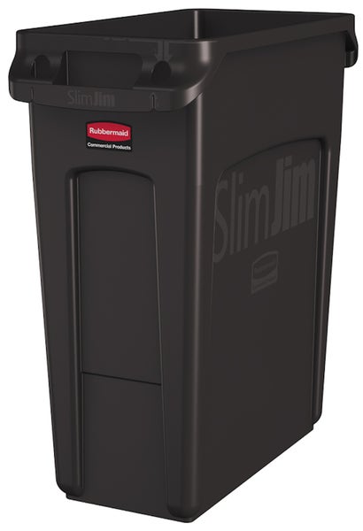 PROREGAL Rubbermaid Slim Jim Mülleimer Mit Belüftungskanälen 60 Liter HxBxT 63,5 x 28 x 56 cm Braun