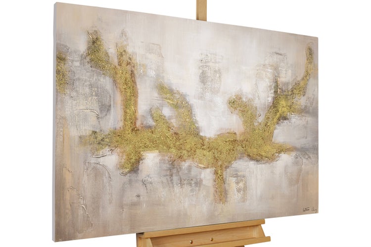 Handgemaltes Gemälde Acrylfarbe 120x80cm Gold