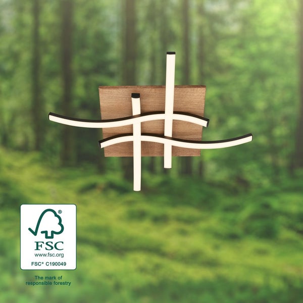 Deckenlampe Wellenförmige Deckenleuchte Schlafzimmer Wohnzimmer Warmweiß Holz