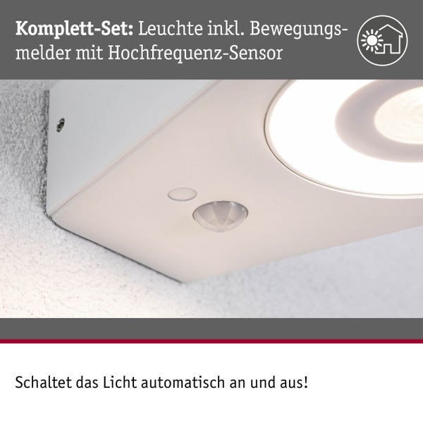 Außenleuchte Komplett-Set inklusive Bewegungsmelder mit Hochfrequenz-Sensor für automatisches Licht.