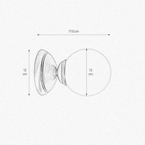 Zeichnung eines Möbelknopfes mit den Maßen 17,5 cm Breite und 12 cm Höhe