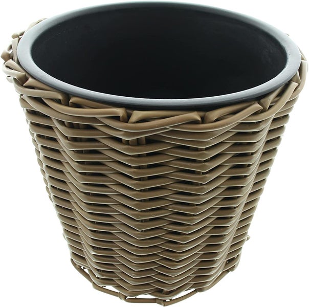 Dekoleidenschaft Übertopf Polyrattan rund, Ø 32 cm, wetterfest, Blumentopf für Draußen, Pflanztopf, Pflanzer
