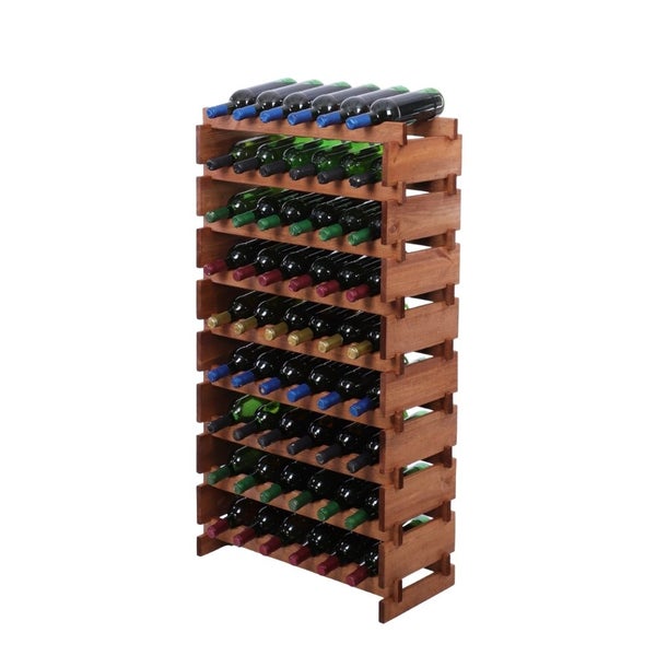 Weinregal VINOTECA FLEX PRO HxBxT 121x65x28cm 54 Flaschen auf 9 Ebenen Massives Kiefernholz Braun geölt