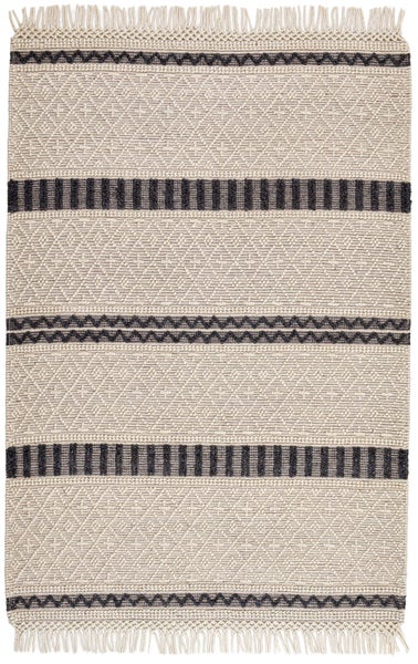 Handgewebter moderner Wollteppich im Macrame Style Beige 70x140 cm