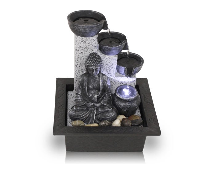 Zimmerbrunnen Tischbrunnen Dekobrunnen FoBuddha Pot mit LED 10782