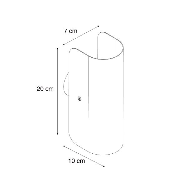 Abbildung eines 20 cm hohen, 10 cm breiten und 7 cm tiefen Wandhalters.