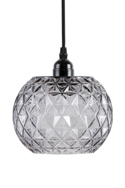Vintage Glaskugel lampe Grau, Hängelampe Retro Muster | Wohnzimmer Esszimmer Leuchte