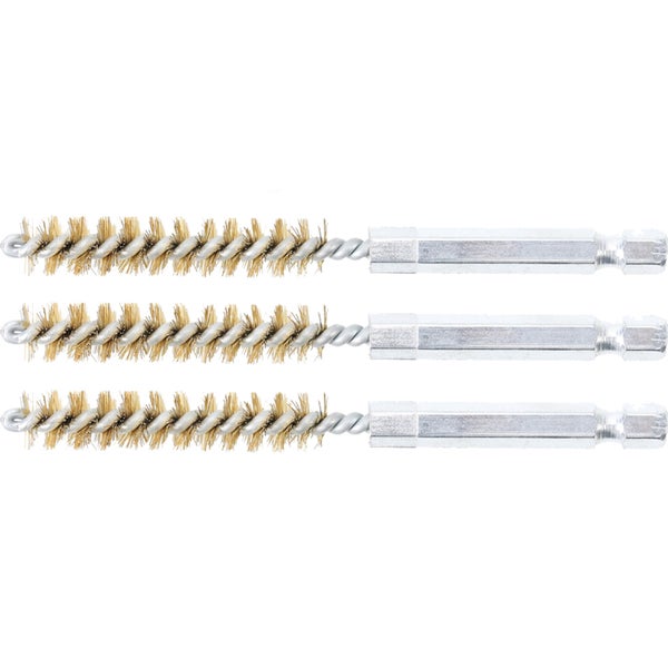 BGS Messingbürste 9 mm Antrieb Außensechskant 6,3 mm (1/4) 3tlg. - 3078-9-M