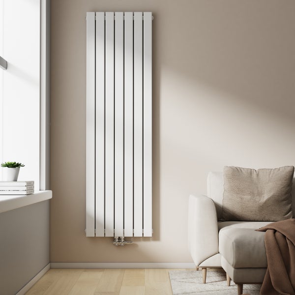 EMKE Designheizkörper 180x54 cm, 1949W, Weiß, Flach Badheizkörper Vertikal, Heizkörper Paneel, Doppellagig mit Mittelanschluss, Wandmontage, Zentralheizung, für Bad