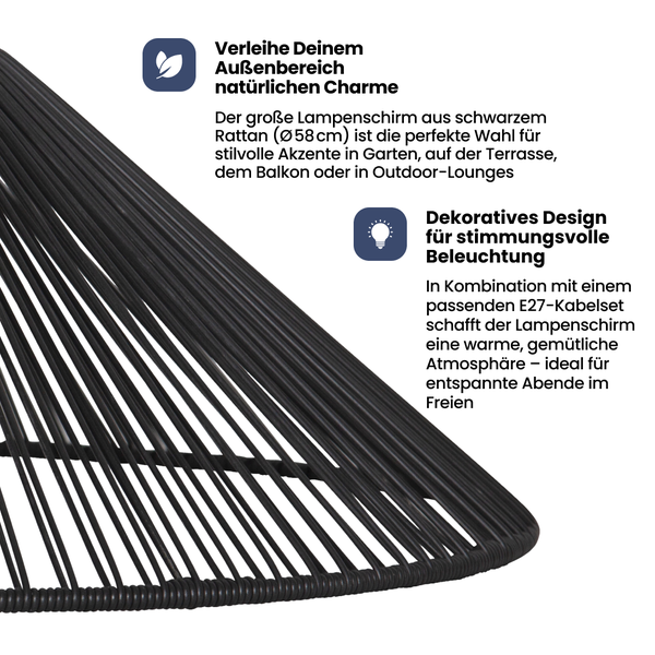 Großer Lampenschirm aus Rattan für den Außenbereich