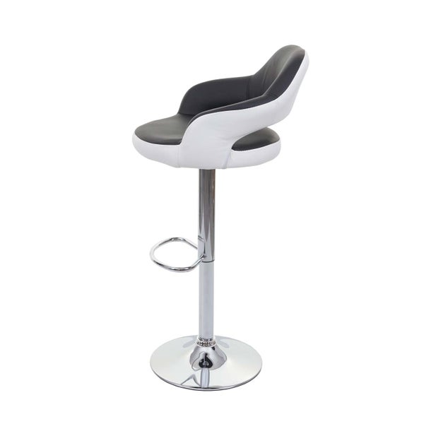 Barhocker mit verstellbarer Höhe und Fußstütze.
