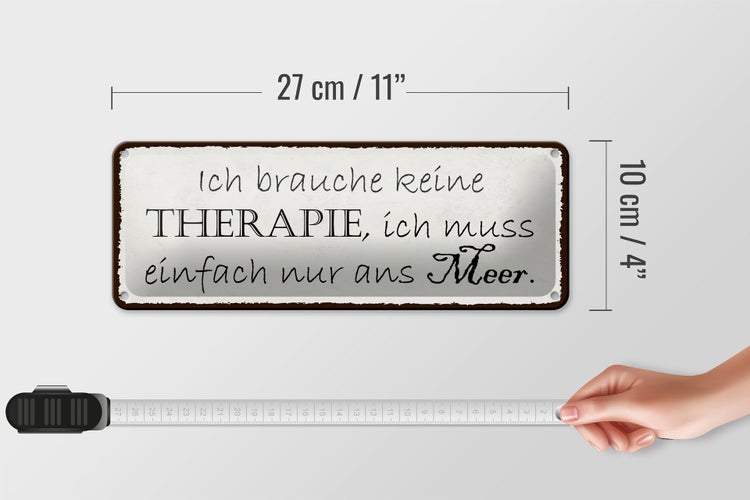 Blechschild Spruch 27x10cm ich muss einfach nur ans Meer Dekoration