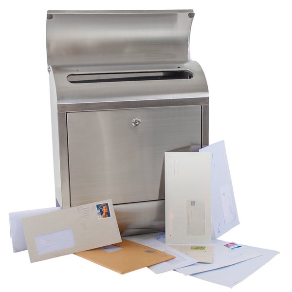 Briefkasten tectake  380 x 130 x 460 mm aus Edelstahl grau