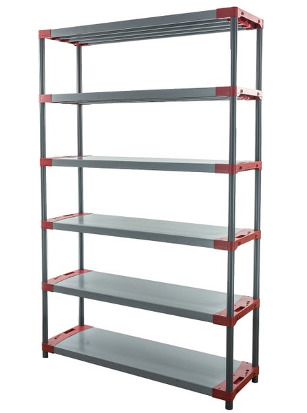 PROREGAL Kunststoffregal Big Grey Bear Extra-Tall HxBxT 220 x 130 x 46 cm Fachlast 120 kg Grau/Rot