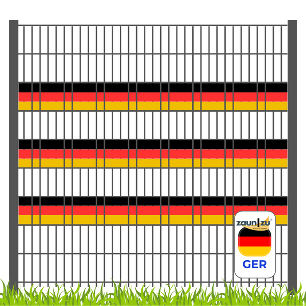 Zaun mit Deutschlandflagge und ZaunZu Logo