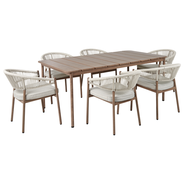 Gartenmöbel Set 6-Sitzer FLAVIA inkl. Kissen Metall Taupe