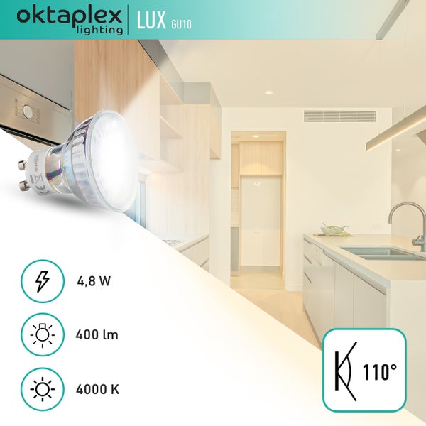 Oktaplex GU10 4,8W 110° 4000K neutralweiß 230V