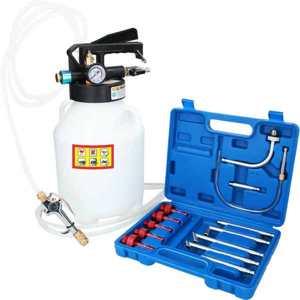 Ölwechselgerät mit Adaptern im blauen Koffer