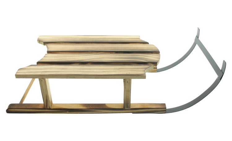 Holzschlitten mit Metallkufen