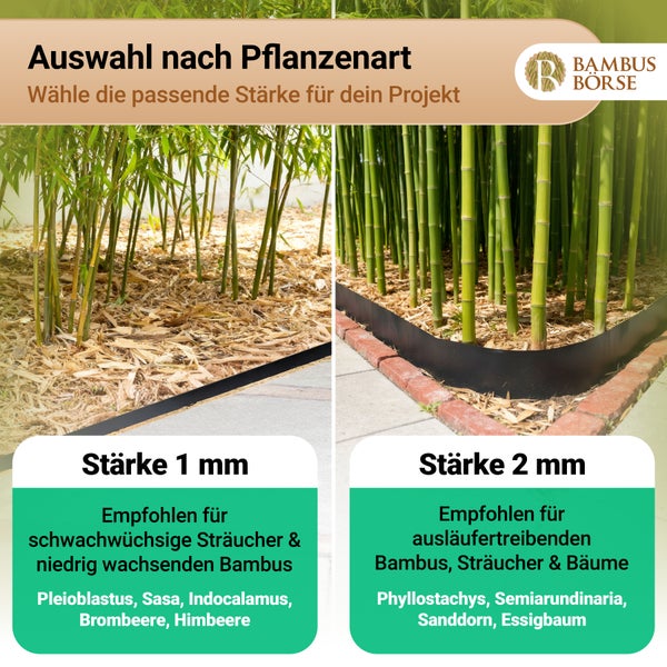 Bambus Rhizomsperre mit einer Stärke von 1 mm und 2 mm für unterschiedliche Pflanzenarten