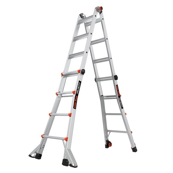 Little Giant Velocity Mehrzweckleiter aus Aluminium in A-Form mit Standfüßen und Rollen