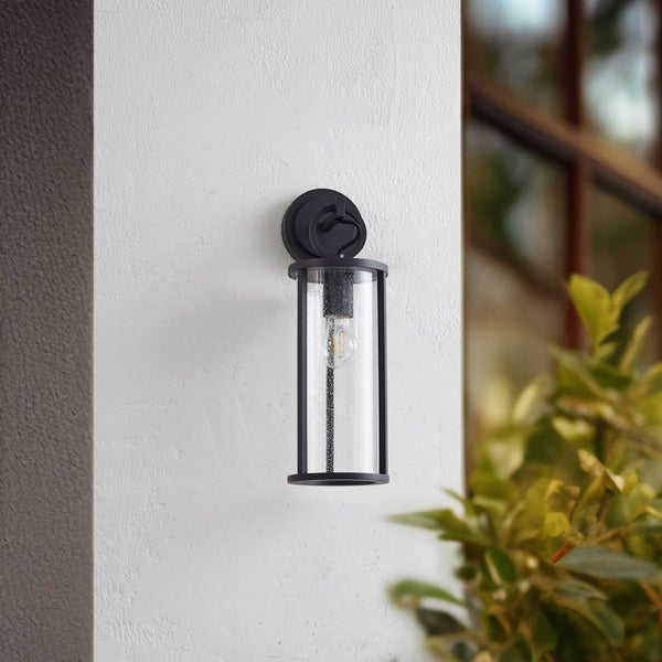 Lucande Wandleuchte außen (Laterne) Emmeline (spritzwassergeschützt (Modern) in Schwarz aus Aluminium (1 flammig, E27) - Außenwandleuchten Wandlampe Led Außenlampe Outdoor für