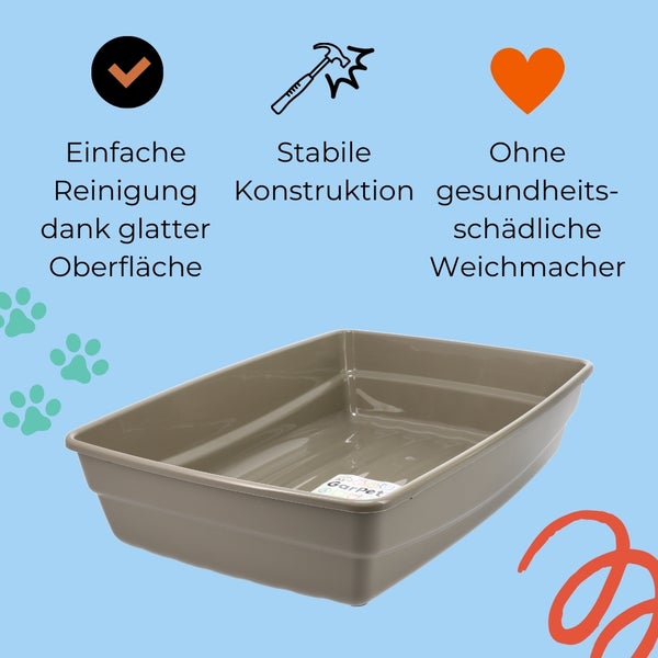 Katzentoilette mit glatter Oberfläche für einfache Reinigung, stabiler Konstruktion und ohne gesundheitsschädliche Weichmacher