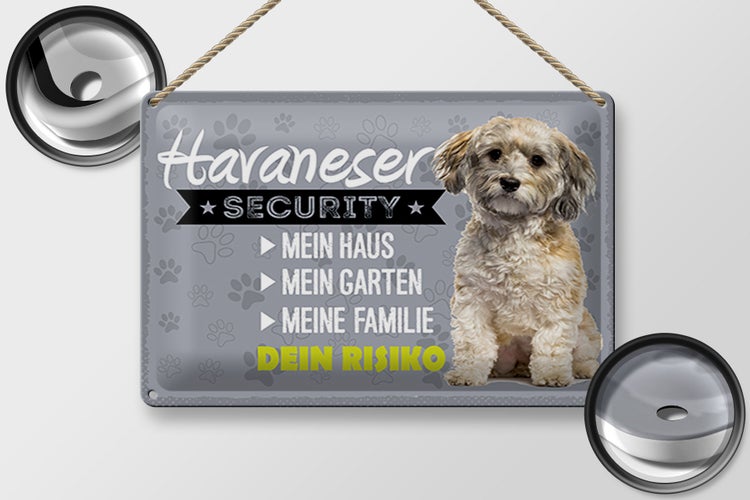 Blechschild Spruch 30x20cm Havaneser Security dein Risiko