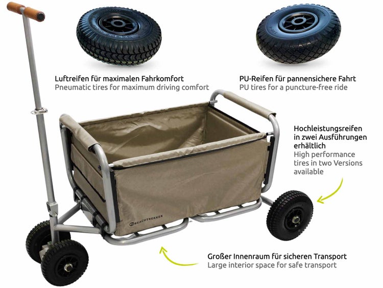 Bollerwagen mit Luftreifen und Polyurethanreifen