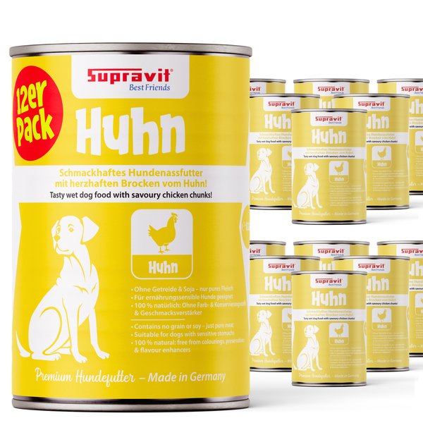 Supravit Hühnchen Hundefutter im 12er Pack
