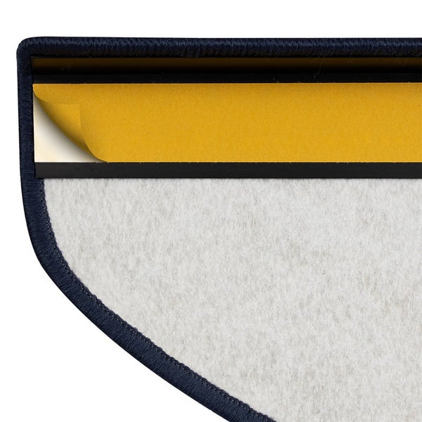 FLOORDIREKT Stufenmatte York - Widerstandsfähig & Pflegeleicht - Blau - Halbrund - 23.5 x 65 cm