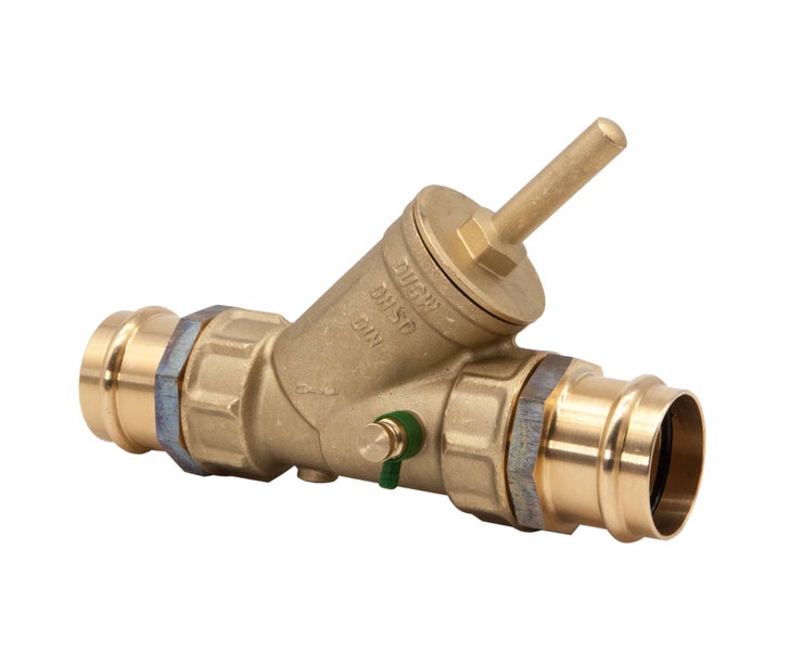 KFR-Ventil aus Messing mit Pressanschluss und Entleerung für die Trinkwasserinstallation.